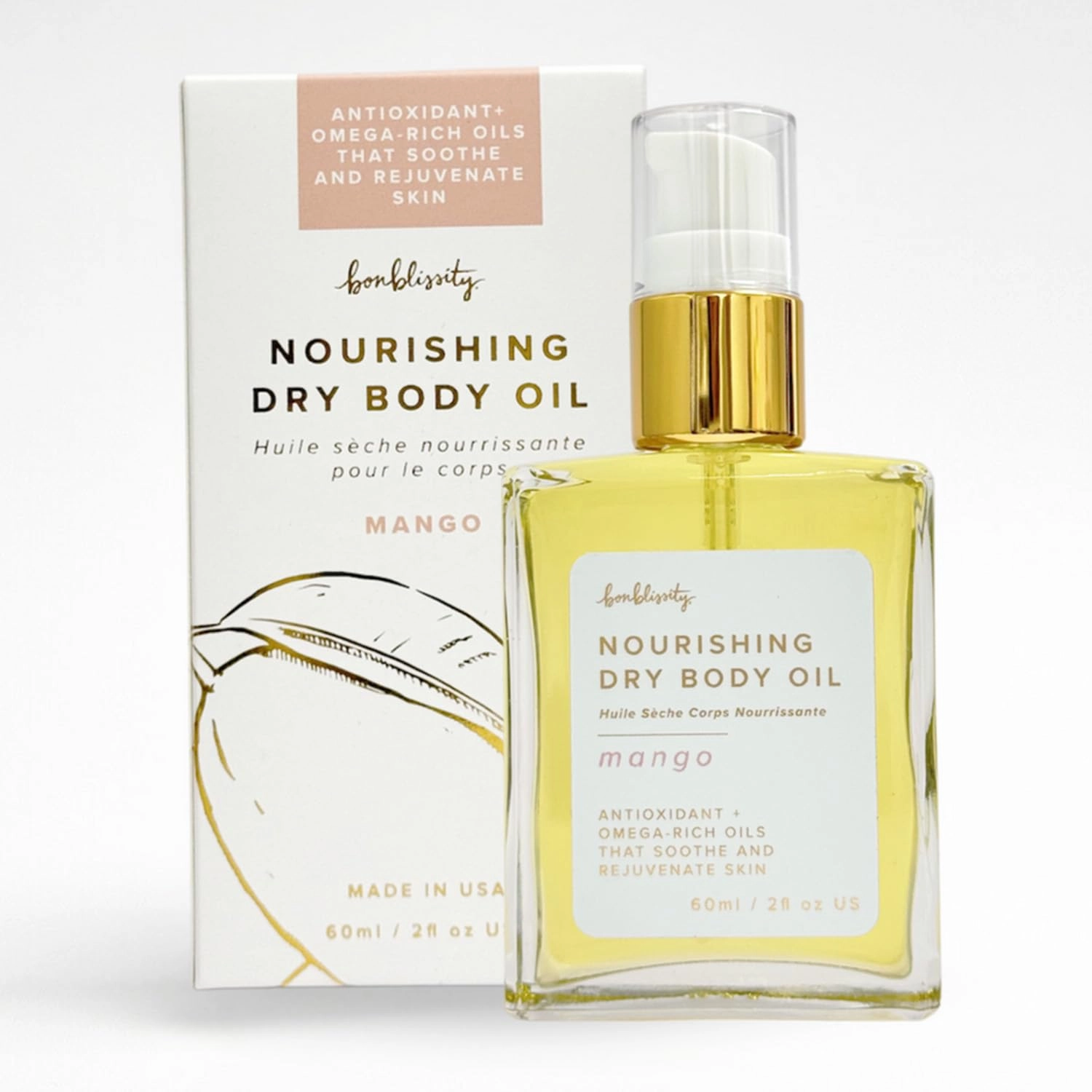 Nourishing Body Oils for Women, 2oz Travel Size - Mango Scented Body Oil, Non-Greasy Non-Comedogenic, Vitamin E Hydrating Moisturizer for Men and Women with Dry or Sensitive Skin