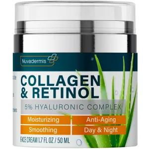 NUVADERMIS Collagen & Retinol Face Moisturizer - Anti Aging & Anti Wrinkle - Sensitive Skin Safe Daily Hydrating Skin Care for Women & Men - 1.7 Oz Collagen Moisturizer for Face