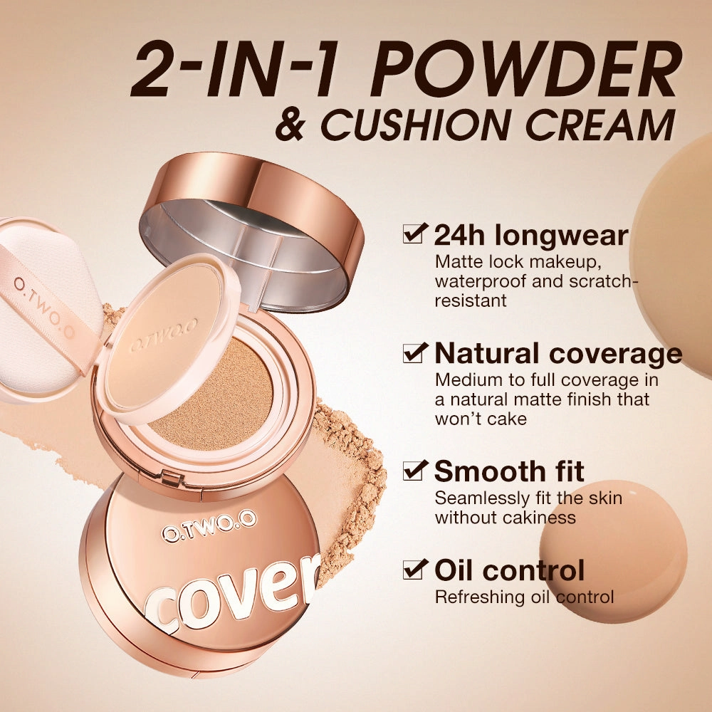 O.TWO.O 2024 New Arrival Full Coverage Cream Foundation 2-in-1 Setting Powder BB Cushion High Quality