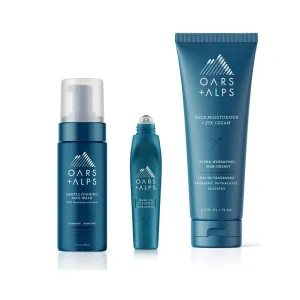 Oars   Alps Dry Skin Care Bundle, Includes Gentle Foaming Face Wash, Face Moisturizer and Eye Cream, and Wake Up Eye Stick
