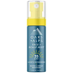 Oars   Alps Face & Scalp Sunscreen Spray Mist, SPF 35 Facial & Hair Sunscreen, Protects from Blue Light, Incfused with Aloe Vera   Cucumber, Water & Sweat Resistant, Summer Splash Scent, 1.5oz
