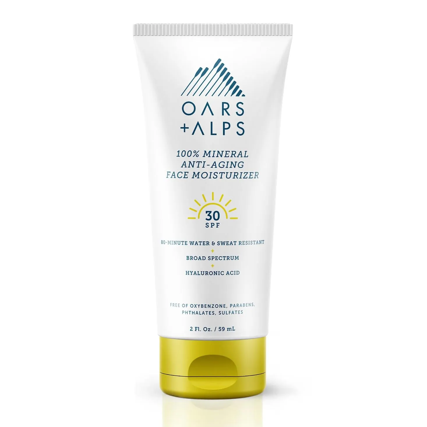 Oars   Alps Mineral Sunscreen for Face & Body, SPF 30 Anti Aging Face Travel Sunscreen & Body Lotion, Infused with Hyaluronic Acid, Vitamin E & B5, Oil Free, Water & Sweat Resistant, 2oz