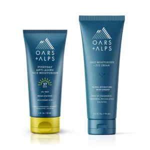 Oars   Alps SPF 37 Sunscreen   Everyday Anti Aging Face Moisturizer Set, Skincare Infused with Hyaluronic Acid, Vitamin E and Vitamin B5, TSA Friendly, Vegan & Gluten Free, 2 Piece Bundle