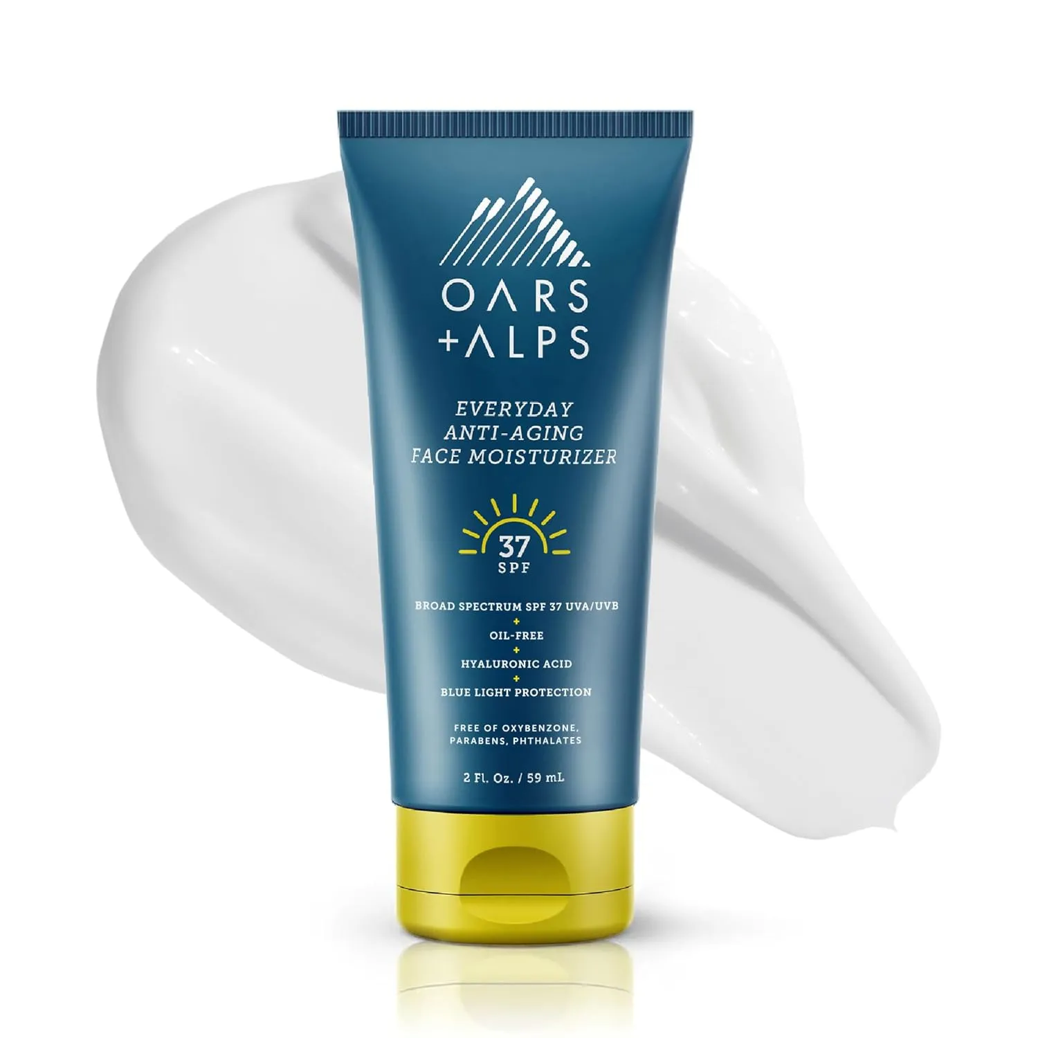 Oars   Alps Travel Sunscreen for Face & Everday Use, SPF 37 Anti Aging Face Sunscreen & Body Lotion, Infused with Hyaluronic Acid, Vitamin E and B5, No White Residue, Water & Sweat Resistant, 2oz