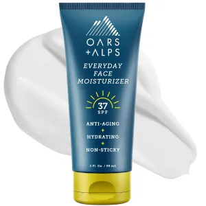 Oars   Alps Travel Sunscreen for Face & Everday Use, SPF 37 Anti Aging Face Sunscreen & Body Lotion, Infused with Hyaluronic Acid, Vitamin E and B5, No White Residue, Water & Sweat Resistant, 2oz