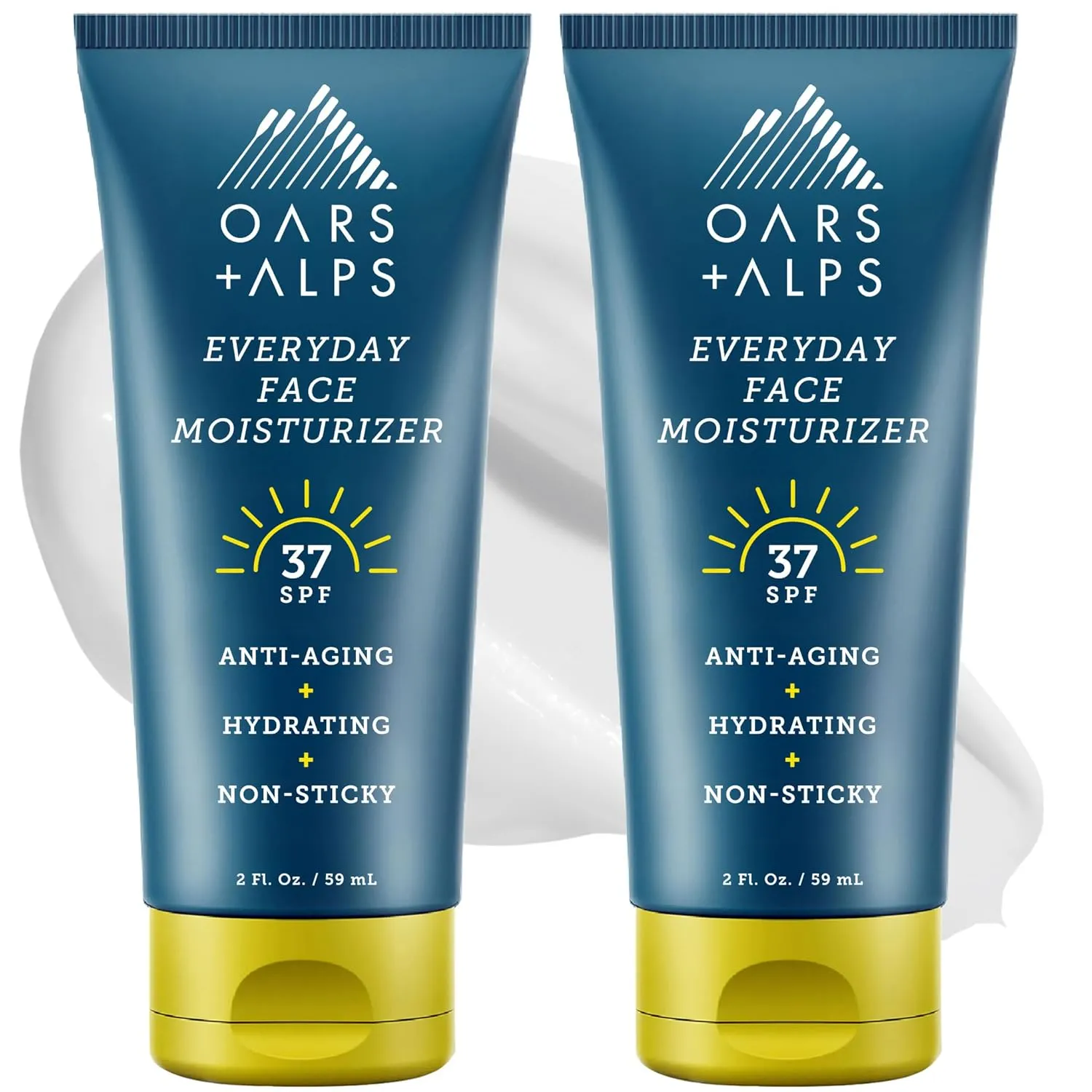 Oars   Alps Travel Sunscreen for Face & Everday Use, SPF 37 Anti Aging Face Sunscreen & Body Lotion, Infused with Hyaluronic Acid, Vitamin E and B5, No White Residue, Water & Sweat Resistant, 2pk