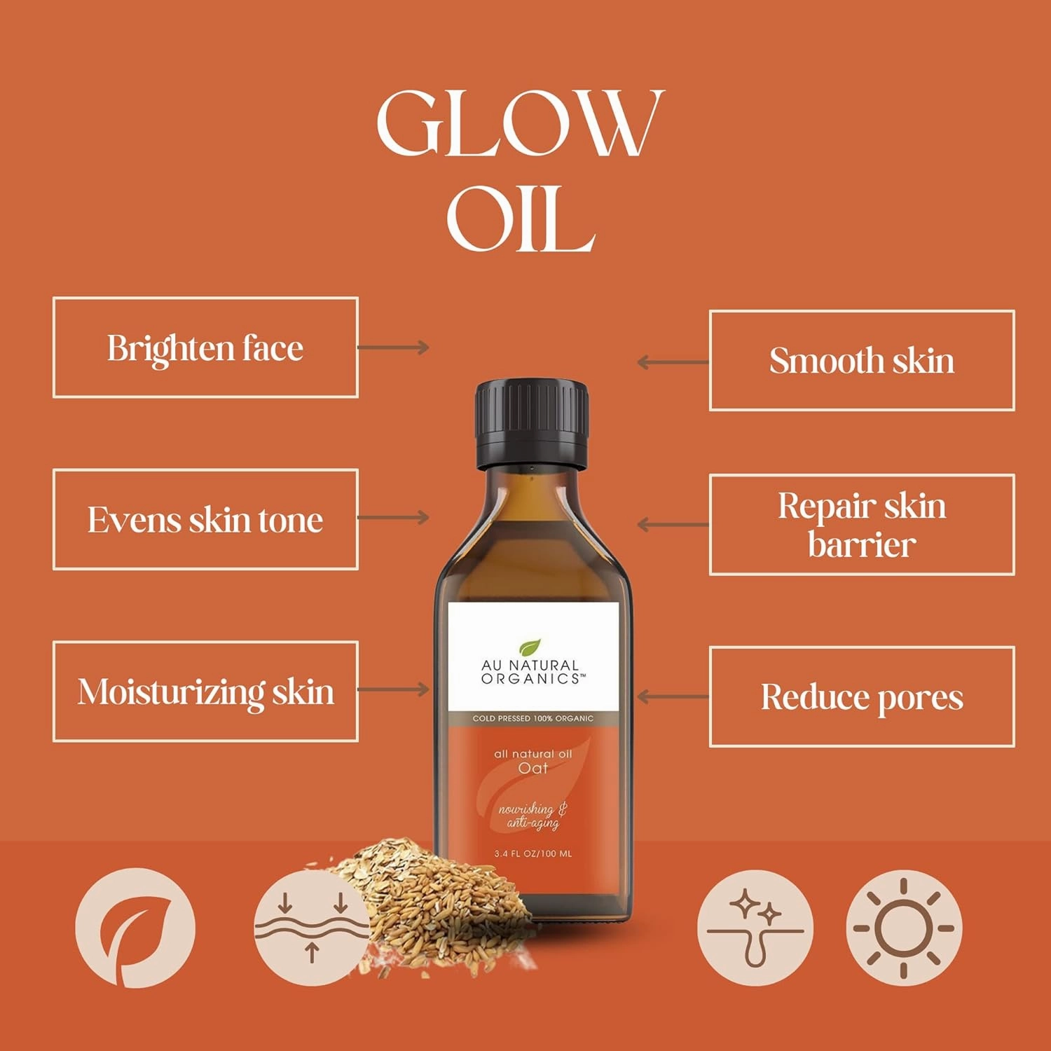 Oat Oil for Skin and Hair - Organic Cold Pressed Avena Sativa Kernal Oil, Moisturizing Face & Body Oils for Eczema, Scars & Dry Skin - Soap Making, Cleansing & Hydration, 100ml