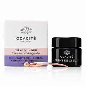Odacité Night Cream with Vitamin C & Ashwagandha - Creme De La Nuit Glow Recipe - Anti Aging Facial Moisturizer for Dry Skin, Wrinkles, Fine Lines, Dullness & Hydration - Non-GMO, 1.69 fl. oz