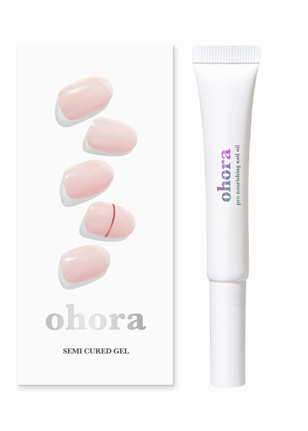 ohora Pro Nourishing Nail - Oil-based Cuticle Moisturizer   Semi Cured Gel Nail Strips (N Basic Nails no.11) Bundle