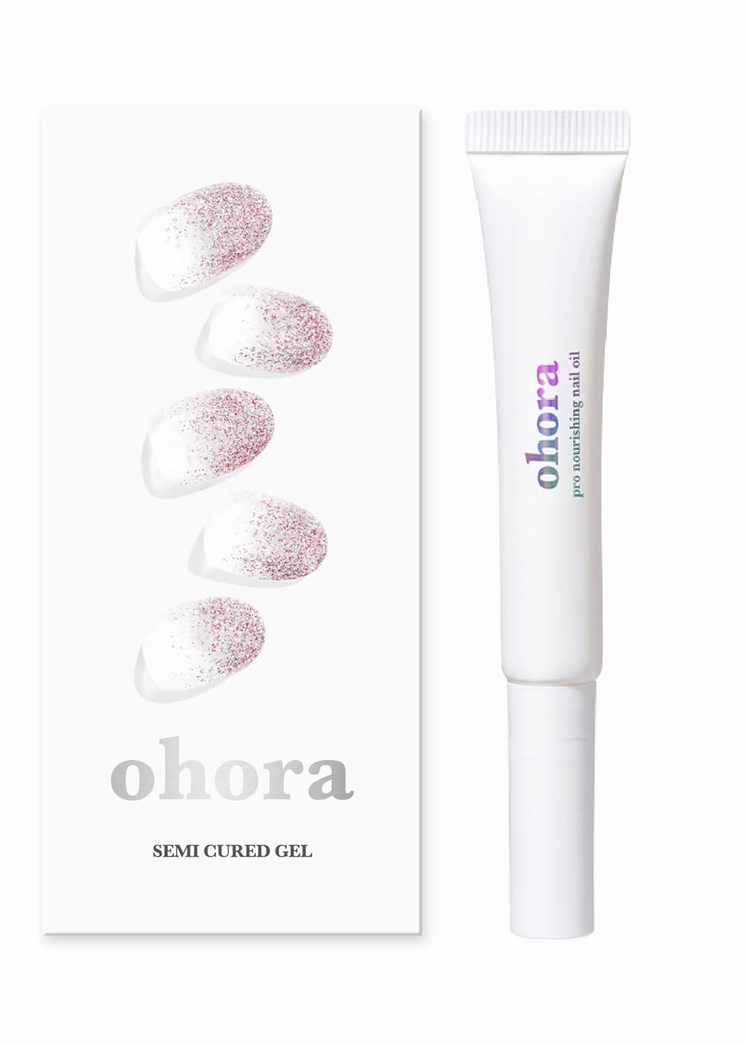 ohora Pro Nourishing Nail - Oil-based Cuticle Moisturizer   Semi Cured Gel Nail Strips (N Basic Nails No.3) Bundle