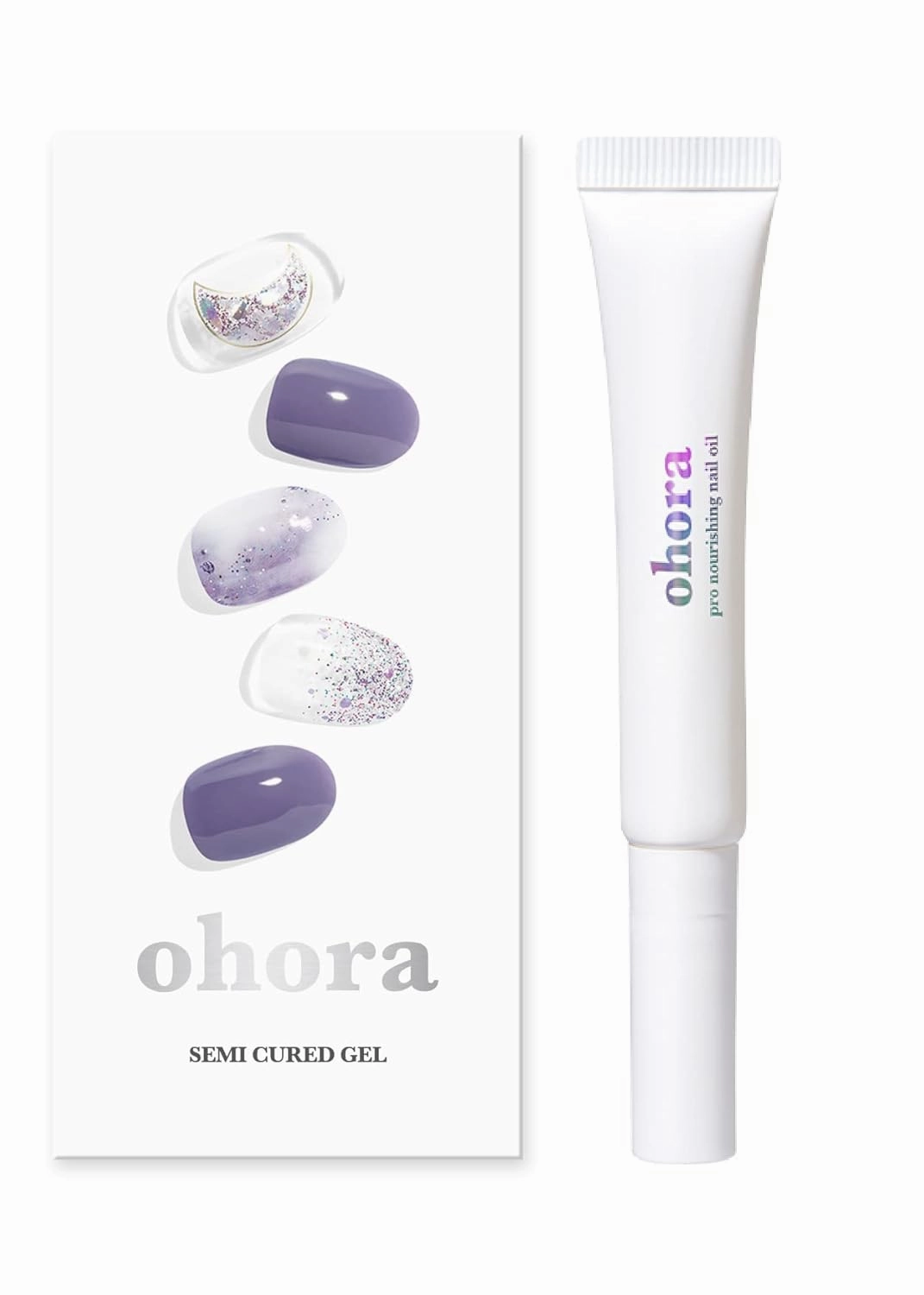 ohora Pro Nourishing Nail - Oil-based Cuticle Moisturizer   Semi Cured Gel Nail Strips (N Goblin Moon) Bundle