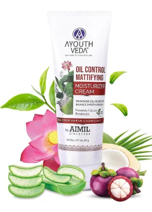 Oil Control Mattifying Moisturizer Cream | Prevents Breakouts | Nourishes & Smoothens Skin With Green Tea, Aloevera & Coconut Water (Pack of 1-60g)