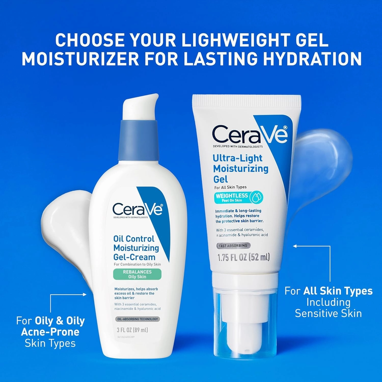 Oil Control Moisturizing Gel-Cream, Face Moisturizer for Oily Skin, Niacinamide, Hyaluronic Acid & Oil Absorbing Technology to Rebalance Oily Skin, Non-Comedogenic, Fragrance Free & Oil-Free
