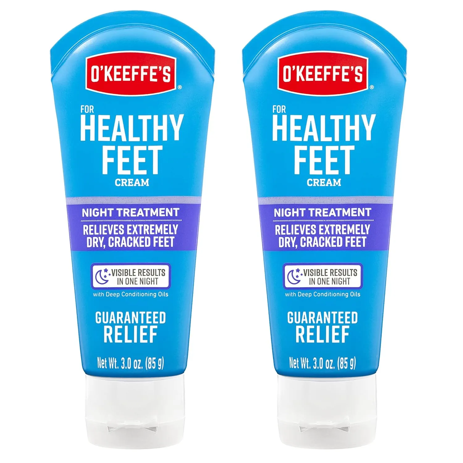 O'Keeffe's for Healthy Feet Night Treatment Foot Cream -3 oz Tube (2 Pack)-Guaranteed Overnight Relief for Extremely Cracked,Dry Feet, Repairing Skincare, Instantly Boosts and Retains Moisture Levels