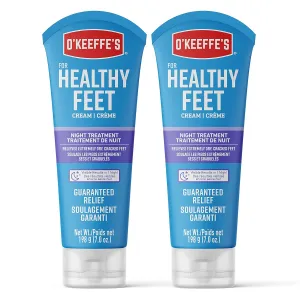 O'Keeffe's for Healthy Feet Night Treatment Foot Cream - 7 oz Tube (2 Pack) - Overnight Relief for Extremely Cracked, Dry Feet, Repairing Skincare, Instantly Boosts and Retains Moisture Levels