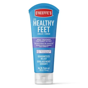 O'Keeffe's for Healthy Feet Night Treatment Foot Cream-7oz Tube (1 Pack)- Guaranteed Overnight Relief for Extremely Cracked, Dry Feet, Repairing Skincare, Instantly Boosts and Retains Moisture Levels