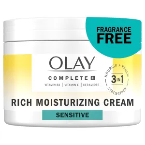 Olay Complete  Rich Moisturizing Cream Fragrance-Free, 8.5 OZ, 3-in-1 Hydrating Face Cream for Dry Skin with Vitamin B3, Vitamin E, and Ceramides
