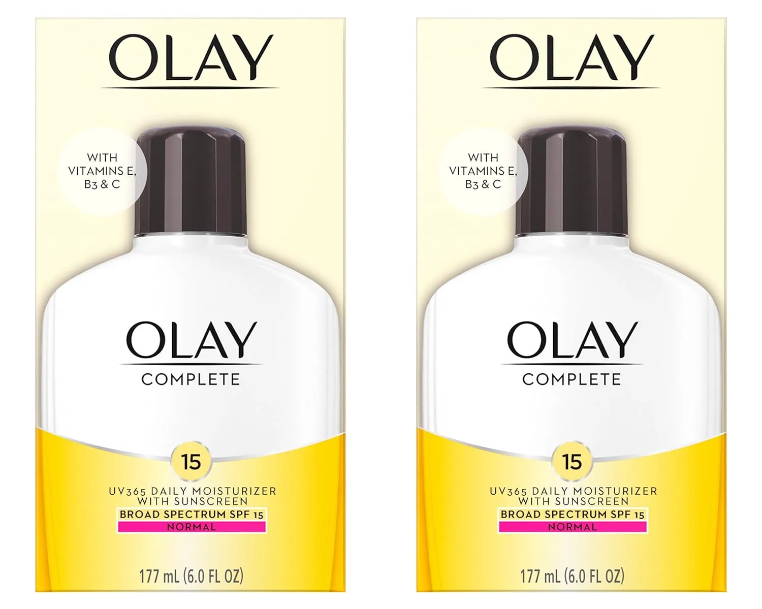 Olay Face Moisturizer Complete Lotion All Day Daily Facial Moisturizing Lotion SPF 15 for Normal Skin and Hydration, Oil-Free Non-Greasy, 6 Fl Oz (Pack of 2)