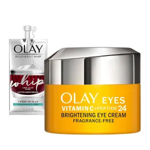 Olay Vitamin C   Peptide 24 Eye Cream, Fragrance-Free, 0.5 oz   Whip Face Moisturizer Travel/Trial Size Gift Set