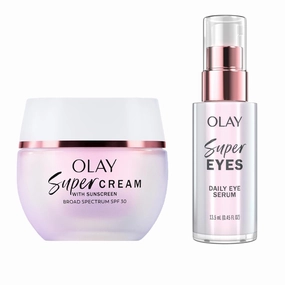Olay Super Cream with Sunscreen SPF 30 (1.7 oz)   Super Eye Serum (0.45 oz) - Utimate Lightweight Face Moisturizer - Vitamin C & E, Hyaluronic Acid, Niacinamide - Brightens Dark Cicles