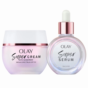 Olay Super Cream with Sunscreen SPF 30 (1.7 oz)   Super Serum (1.0 oz) - Utimate Lightweight Face Moisturizer - Vitamin C & E, Hyaluronic Acid, Niacinamide - Hydrate, Smooth, Brighten, Firm