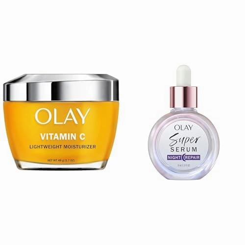 Olay Vitamin C Face Moisturizer (1.7 oz) Super Serum Night Repair (1.0 oz)