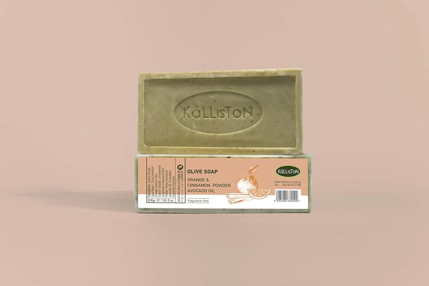 Olive Soap with Orange, Cinnamon Powder & Avocado Oil, Olive Soaps with Herbs Collection, For Detoxifying & Cleansing, 200g each soft bar, Pack of 2