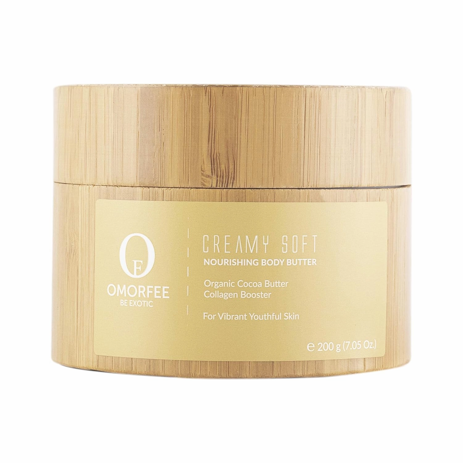OMORFEE Organic Creamy Soft Nourishing Body Butter | Organic Body Moisturizer | Cocoa Butter, Vanilla Essential Oil, Collagen Boosters | 200 Grams / 7.05 Oz.