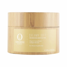 OMORFEE Organic Creamy Soft Nourishing Body Butter | Organic Body Moisturizer | Cocoa Butter, Vanilla Essential Oil, Collagen Boosters | 200 Grams / 7.05 Oz.