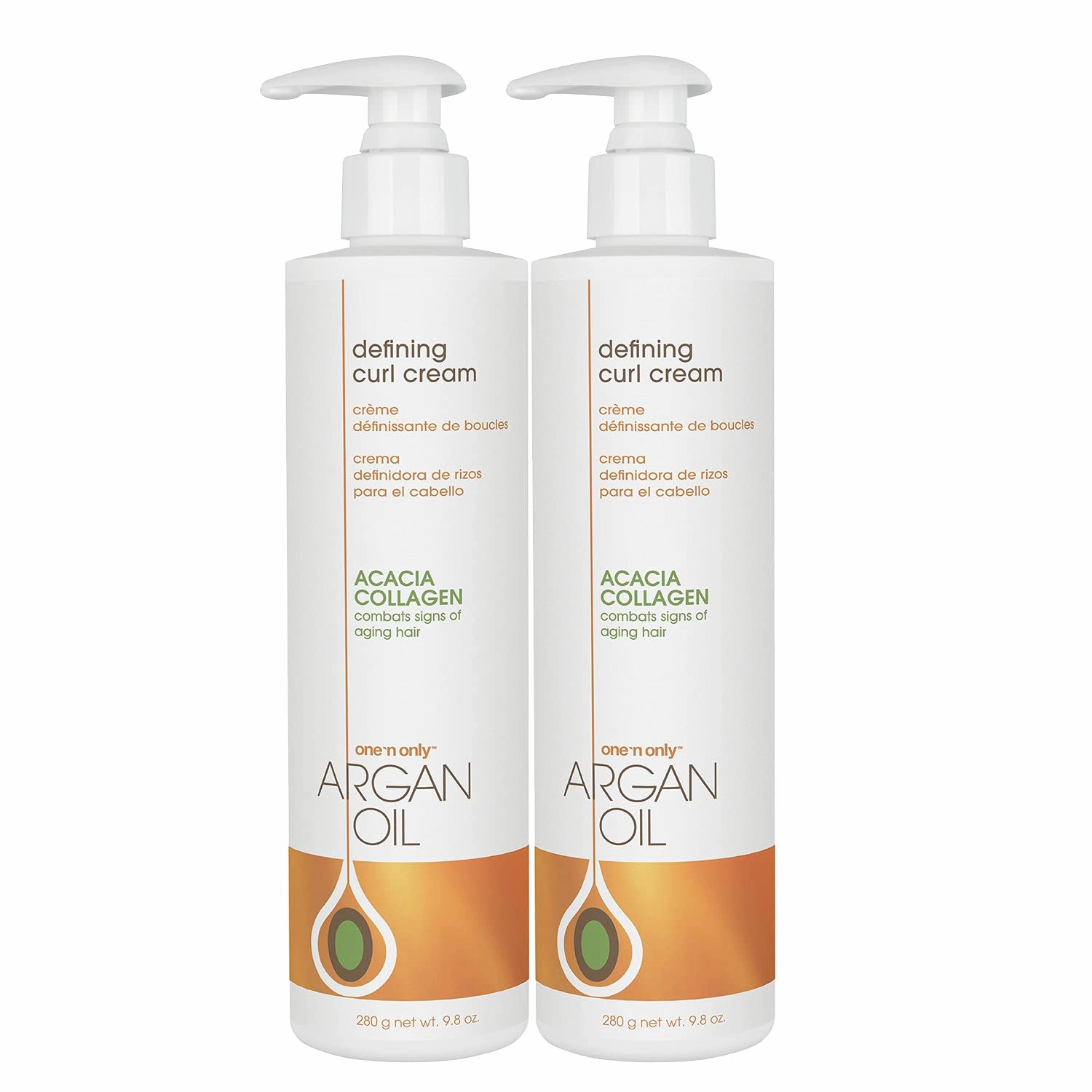 One 'n Only Defining Curl Cream with Argan Oil, Leave-in Conditioning Cream, Defines and Leaves Strong Curly Hair, Enhances Shine and Hydrates Without Sticky Residue, 9.8 Ounces (2 Pack)