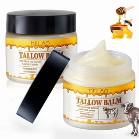 OOKUU Beef Tallow for Skin,Beef Tallow for Face,Beef Tallow and Honey Balm,Organic Hydrating Beef Tallow Balm Deeply Moisturizing for Face & Body Skin Care(Pack of Two)