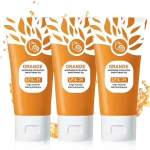 Orange Enzymes Exfoliating Gel for Face & Body, Orange Exfoliating Gel, Moisturizer Face Body Scrub,Deep Cleansing Moisturizing Facial Exfoliator for All Skin Types (3PC, 3 Ounce)