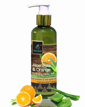 Orange & Aloevera Hydrating Facial Gel 200ml/6.76 fl.oz - Paraben free refreshing facial gel - Skin Hydrating Gel, Moisturizer, anti-acne gel