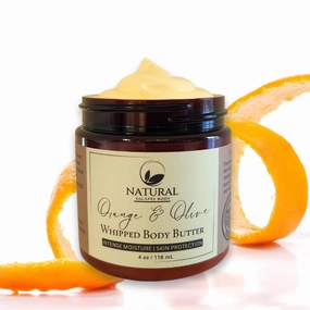 Orange & Olive Whipped Body Butter | Intense Moisturizer for Extremely Dry Skin, Itchy Skin, Crepey Skin, Psoriasis, Eczema, Burns, Wrinkles, Scars, Stretch Marks