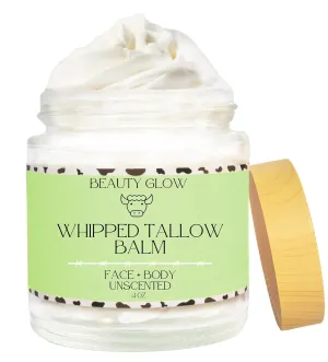 Organic Whipped Beef Tallow   Rosehip Oil for Face & Body Moisturizer Cream Lotion Balm Natural Grass Fed and Finished Body Butter for Dry Cracked Sensitive Skin Care Unscented Fragrance Free 4 Fl Oz