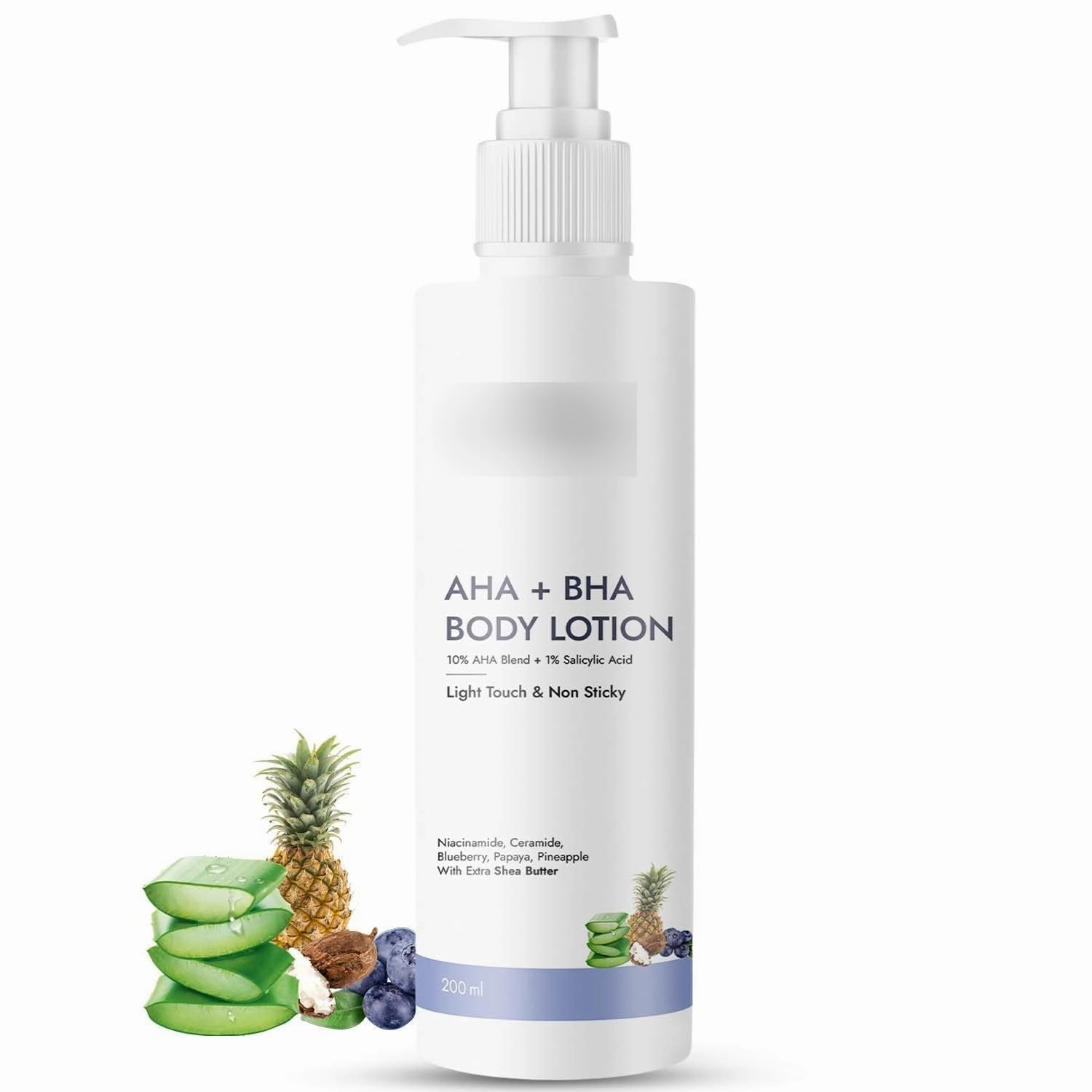 Organic 10% AHA   1% BHA Body Lotion For Exfoliation - Treats Strawberry Legs & Bumpy Skin With Ceramide - Skin Britheninig Lotion With Niacinamide and Shea Butter - 200 m