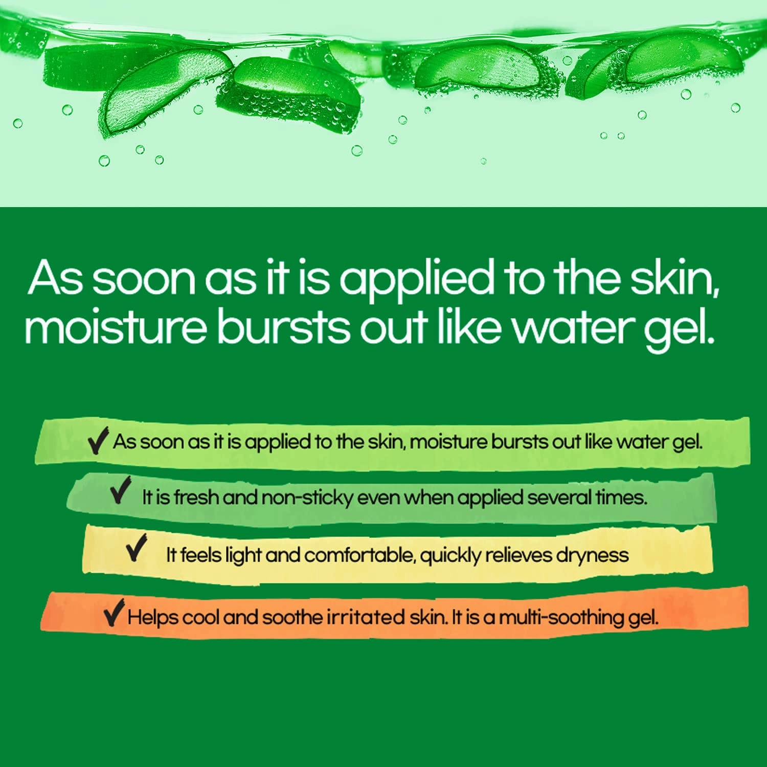 Organic Aloe Vera Soothing Gel - Natural Moisturizer for Skin and Hair, Effective for Sunburns, Razor Burns, and More - Gentle, Non-Greasy Formula, Skincare [Made in Korea]