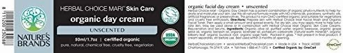 Organic Day Cream (Unscented) by Herbal Choice Mari; 1.7 Fl Oz Glass Jar; Moisturizer for All Skin Types