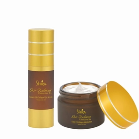 Organic Face Essentials Set – Ester C Collagen Moisturizer (50ml) & Instant Lift Collagen Eye Serum (30ml), Anti-Aging Skincare with Vitamin C for Hydration, Firmness, and Youthful Glow