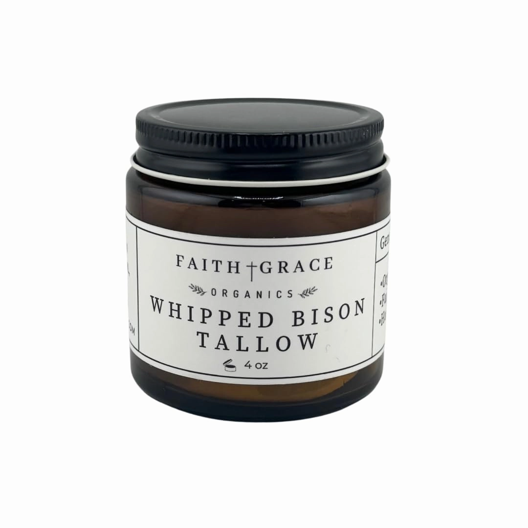 Organic Grass Fed Bison Tallow Moisturizer - All purpose moisturizer for sensitive skin, healing, hydrating, non-comedogenic, essential oils by Faith and Grace Organics