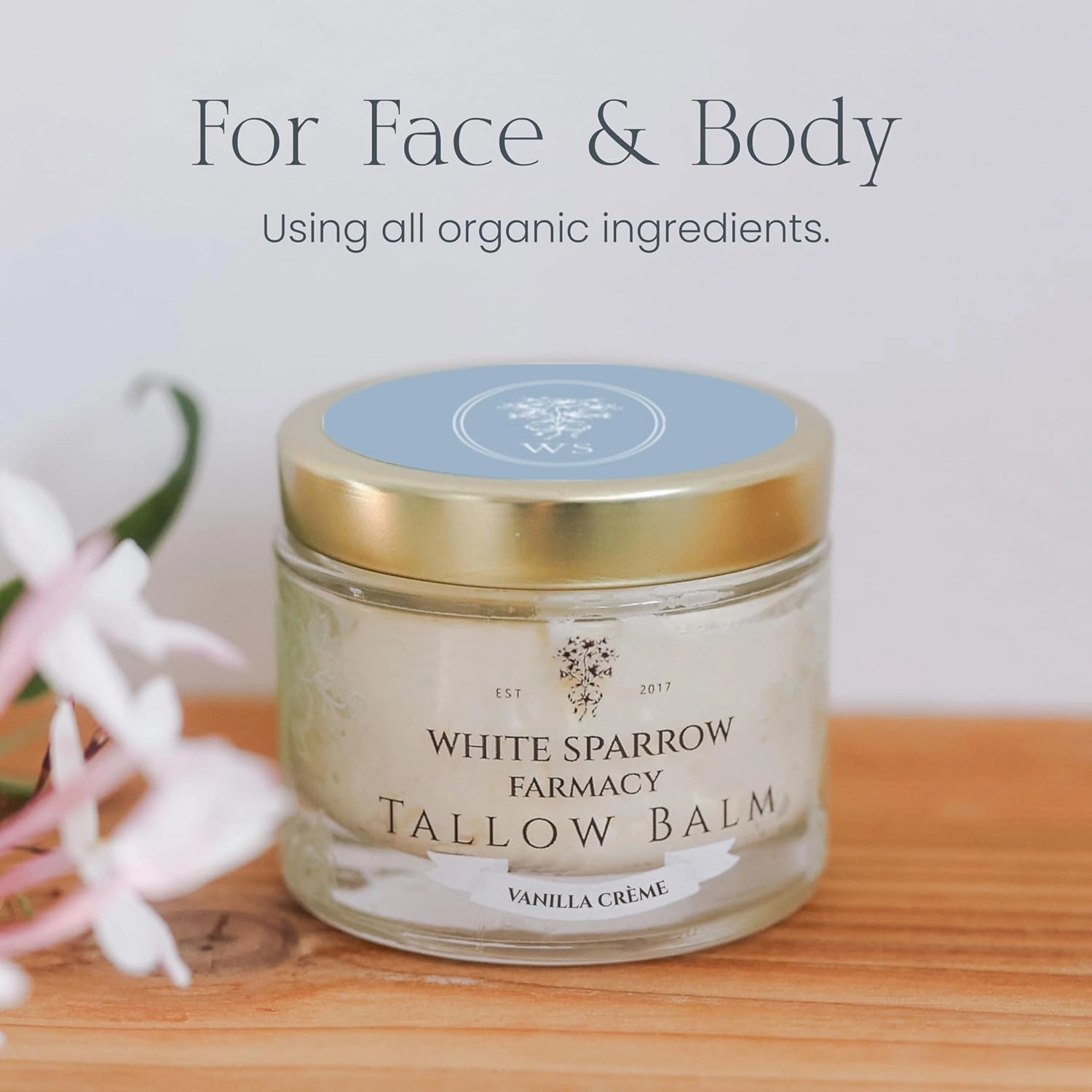 Organic Grass Fed Tallow Balm - (Vanilla Crème) Organic Tallow from Grass Fed Cows & All Organic ingredients. For Face and Body. (2.0 oz)…