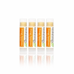 Organic Orange Vanilla Lip Balm - Orange Sweetness 4 Pack | Beeswax Free | Vegan | 100% Natural Moisturizer for Cracked & Dry Lips