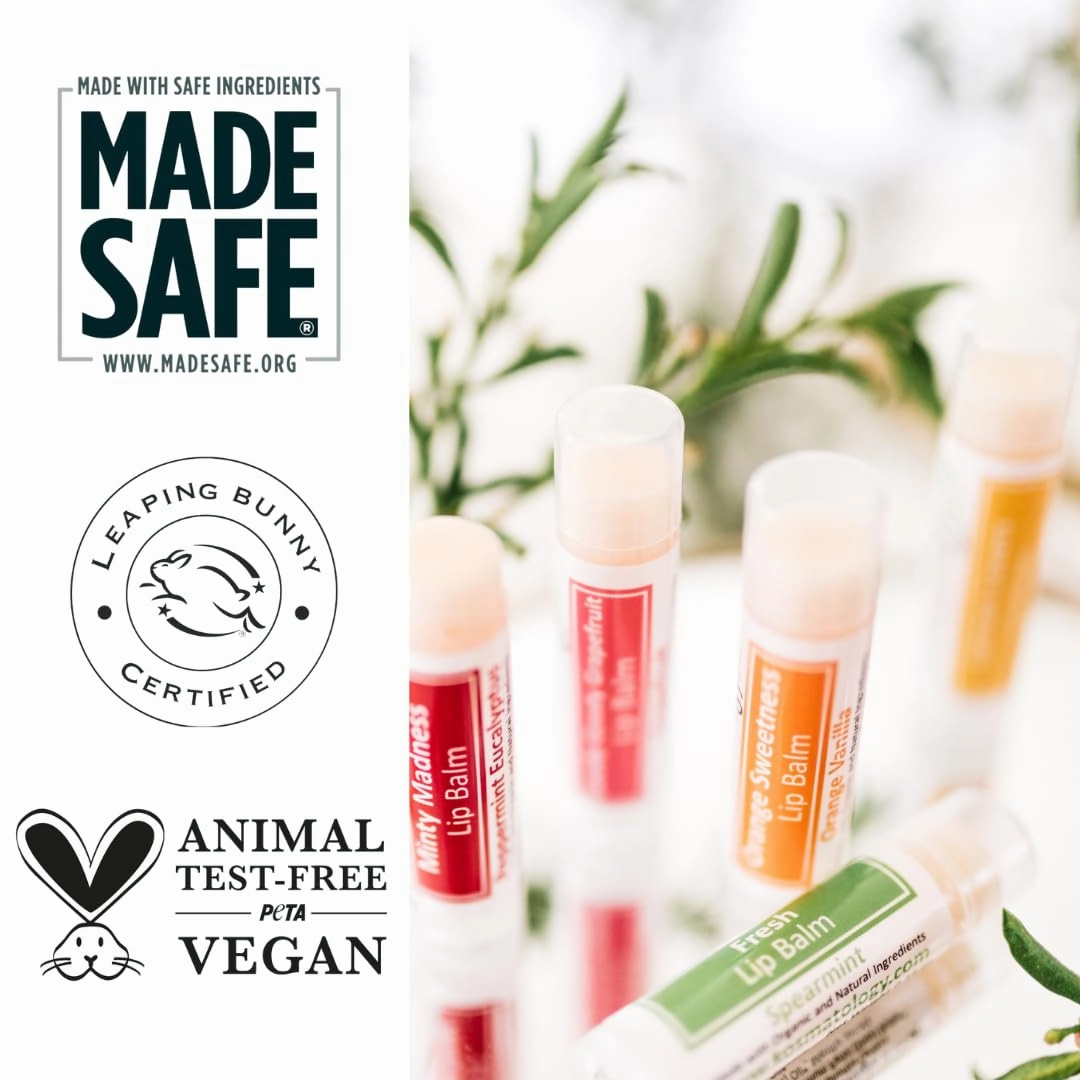 Organic Orange Vanilla Lip Balm - Orange Sweetness 4 Pack | Beeswax Free | Vegan | 100% Natural Moisturizer for Cracked & Dry Lips