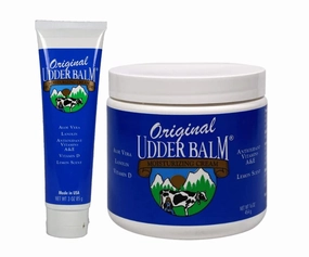 Original Udder Balm 16 oz Jar and 3 oz Tube Bundle - Body Moisturizing Cream for Cracked Rough Skin