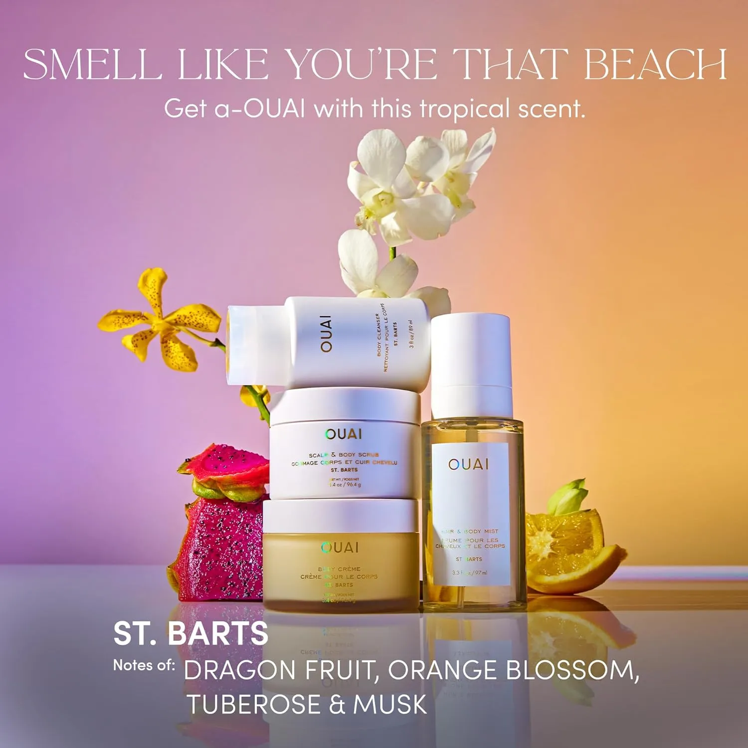 OUAI Body Creme, St. Barts Travel Size - Hydrating Whipped Body Cream with Cupuaçu Butter, Coconut Oil & Squalane - Softens Skin & Delivers Radiant Glow - Sulfate-Free Skin Care (3.4 oz)