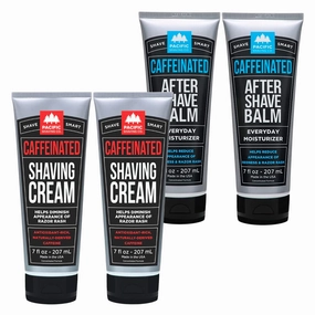 Pacific Shaving Company Caffeinated Shaving Cream & Aftershave Set - Shave Kit for Men - Antioxidant   Caffeine Enriched Shave Cream   Aftershave Lotion (7 Oz, 2x Each)