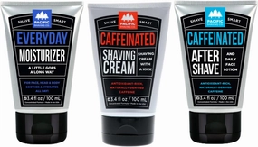 Pacific Shaving Company Caffeinated Shaving Trio – Caffeinated Shaving Cream (3.4 Oz), Caffeinated Aftershave (3.4 Oz), Everyday Moisturizer (3.4 Oz) – Energizing & Hydrating Skincare Set