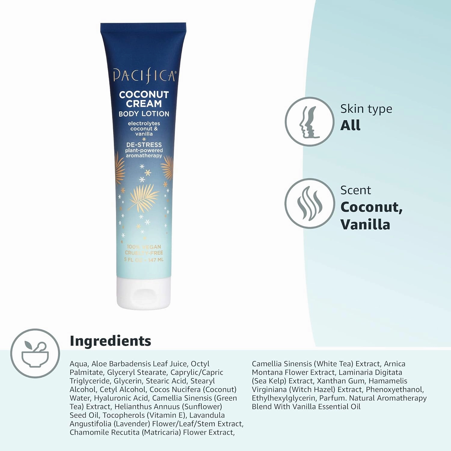 Pacifica Coconut Cream Body Lotion 5 oz (Pack of 2)
