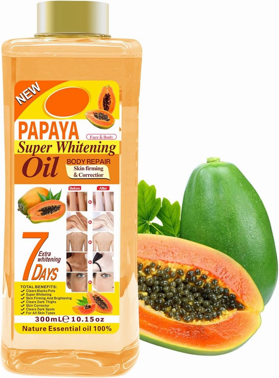 Papaya Super Oil 7 Days for Skin, Papaya Oil Face & Body Moisturizer Nourishing, Papaya Skincare Essential Oil, Papaya Massage Oil for Body, Face (300ml)