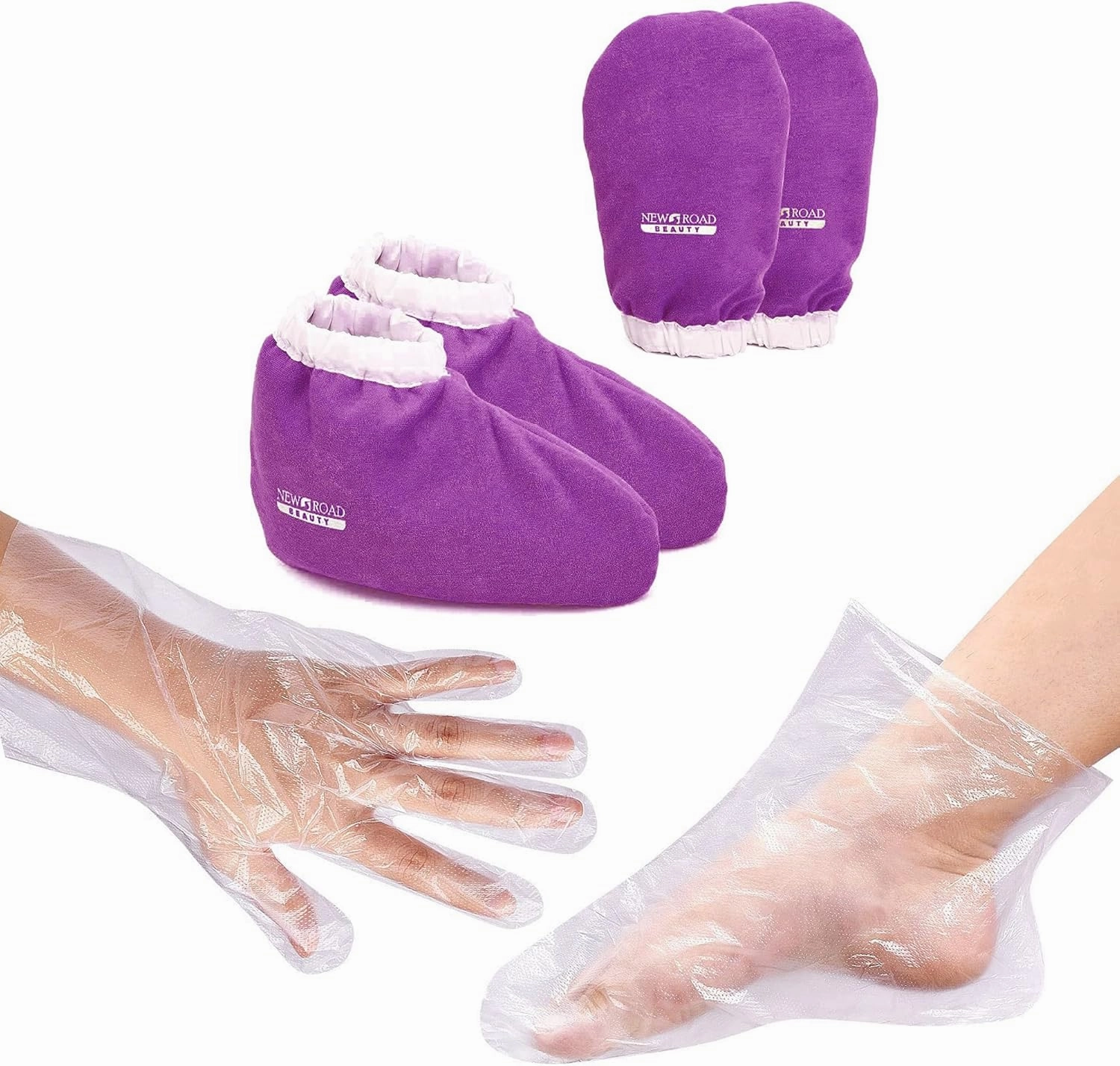 Paraffin Wax Mitts for Hands and Feet, Disposable Hand and Foot Liners, for Hot Spa Pedicures, Disposable Food Prep Gloves, Purple
